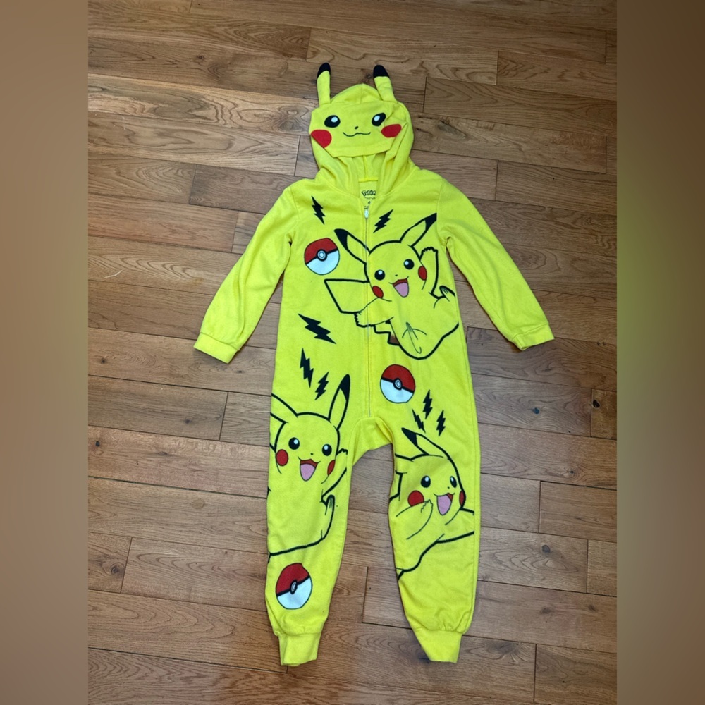 Pokémon Pikachu One Piece Zip Hooded Up Pajamas with Ears